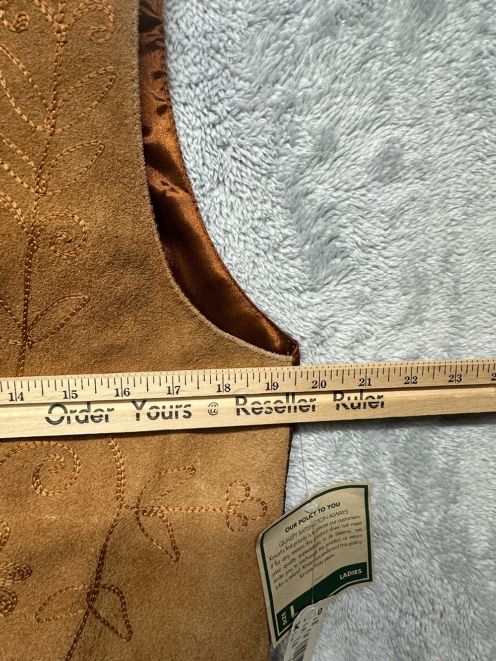 Northwest Territory Leather Western Vest Y2K Embroidered Floral Tan Cowgirl NWT - Picture 7 of 9